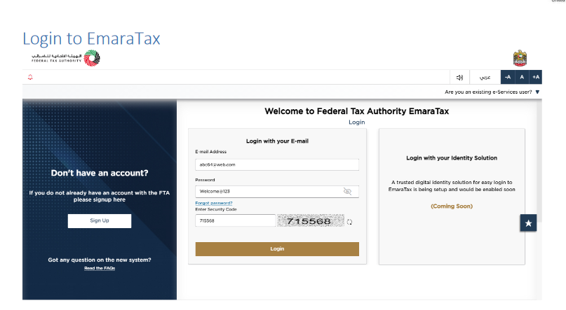 UAE Corporate Tax Registration User Manual